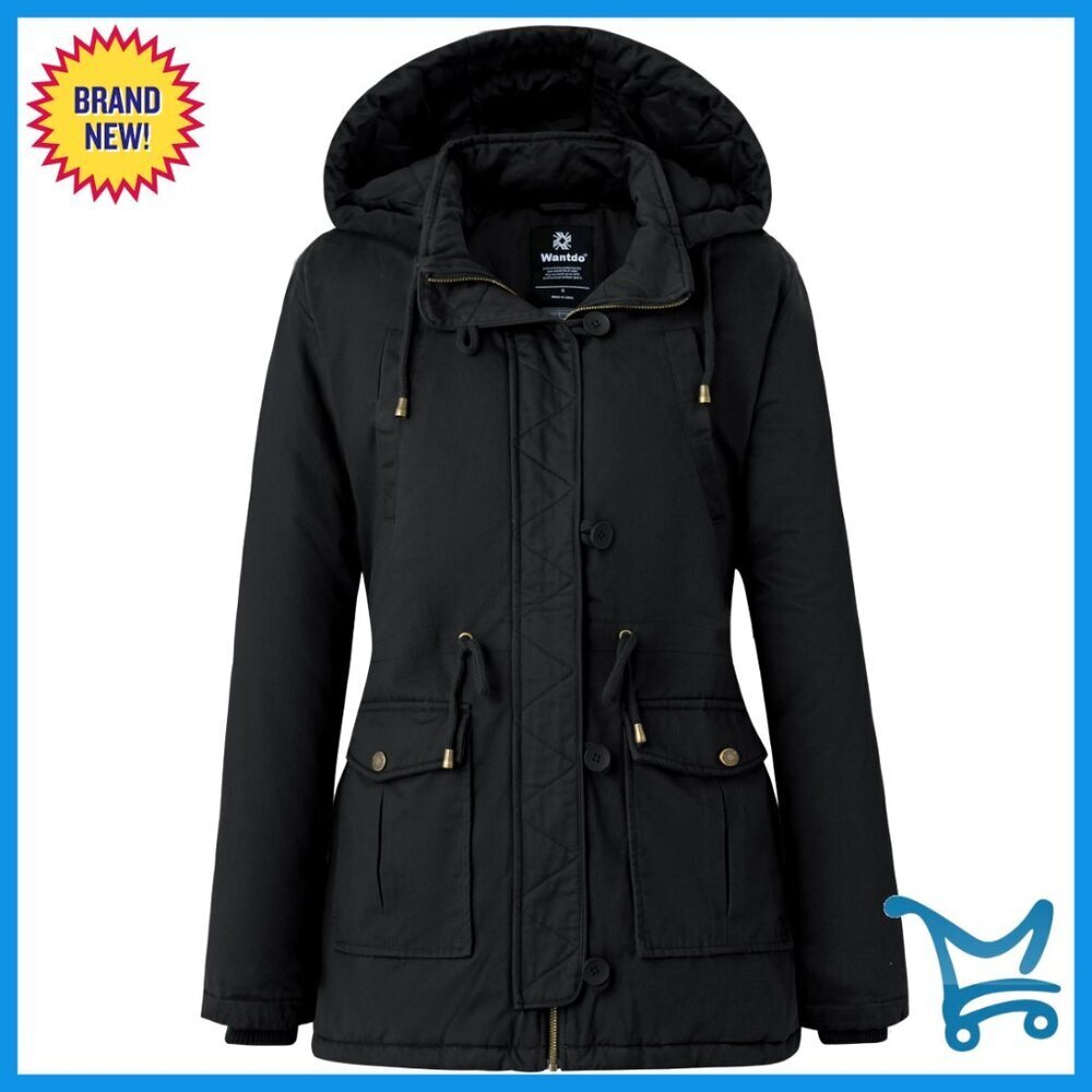Winter Puffer Coat Fleece Lined Parka Jacket Hooded Warm Thickened Chic